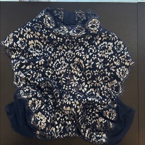 Floral Lace Top in Blue and Silver Victoria Secret